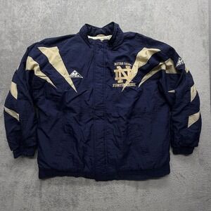 Vintage Notre Dame Fighting Irish Jacket Mens XL Blue NCAA Football Apex One 90s